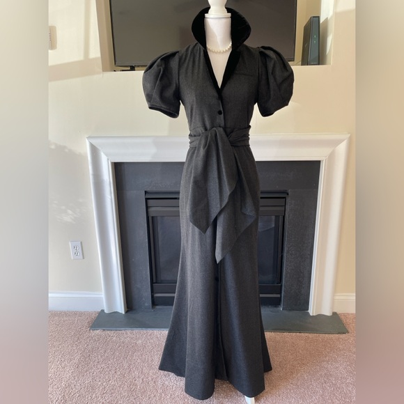 NWT ROSIE ASSOULIN Wo Peter Pan Puff-Sleeve Wool Maxi Dress - Picture 3 of 16